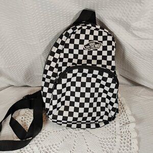 Vans brand mini back pack small black and white checkered bag w shoulder straps